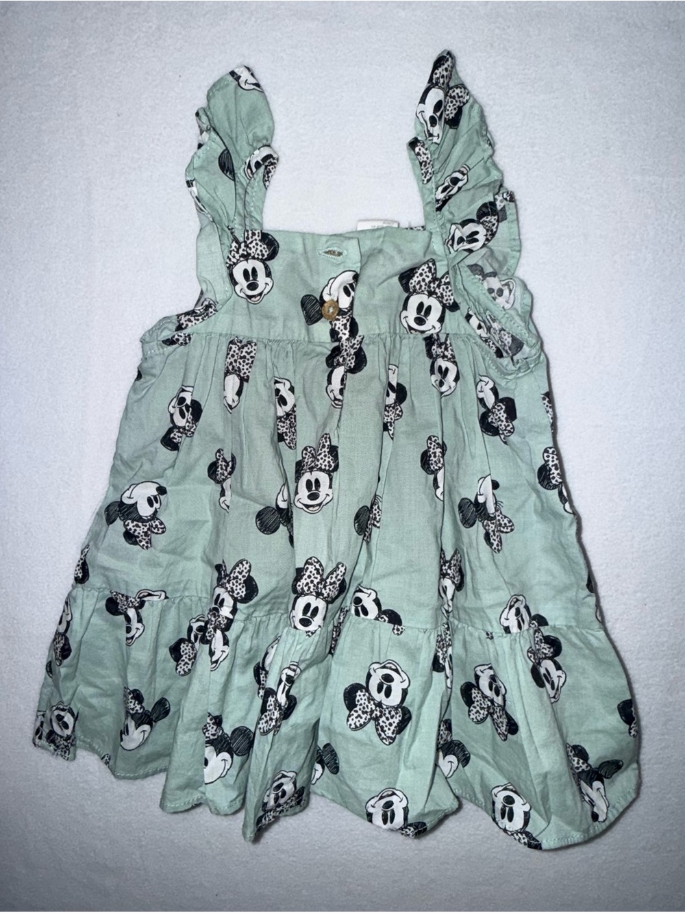 Disney Mint Green Minnie Mouse Print Dress GUC 6 month